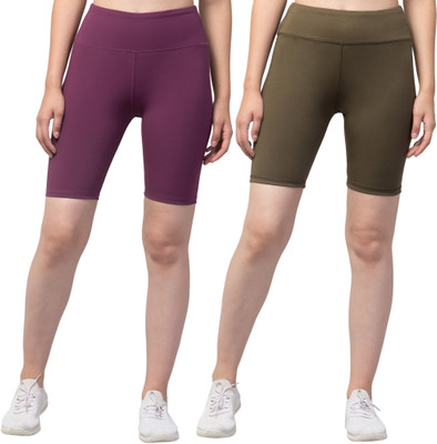 Apraa & Parma Solid Women Purple, Dark Green Tights