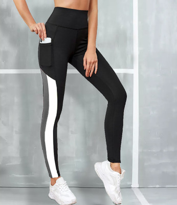 M7 By Metronaut Color Block Women Black Tights