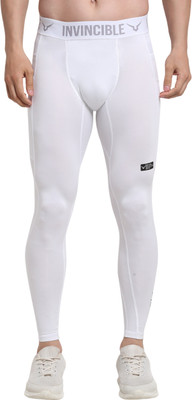 Invincible Solid Men White Tights