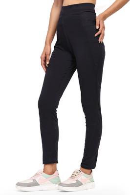 IndiRocks Solid Women Dark Blue Tights