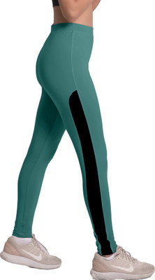 Mehrang Color Block Women Light Green Tights