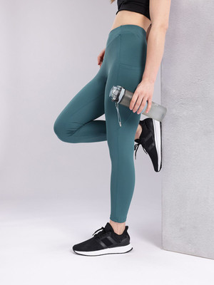 HRX by Hrithik Roshan Solid Women Green Tights