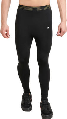 Sportinger Solid Men Black Tights