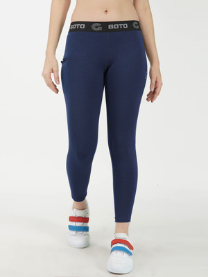 GOTO Solid Women Blue Tights