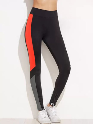 MindsArt Color Block Women Red Tights