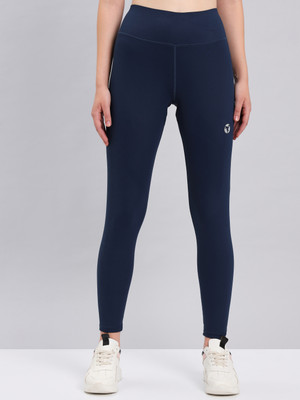 TECHNOSPORT Solid Women Dark Blue Tights