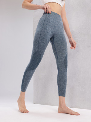 HRX by Hrithik Roshan Solid Women Blue Tights