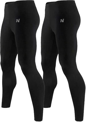 NINQ Self Design Men Black Tights