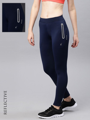 HRX by Hrithik Roshan Solid Women Blue Tights