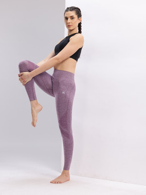 HRX by Hrithik Roshan Solid Women Purple Tights