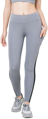 Laasa Sports Striped Women Grey Tights