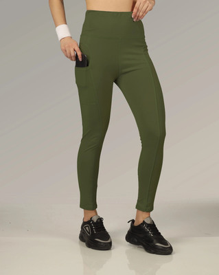 BEYOGINI Solid Women Green Tights