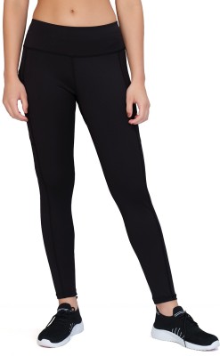 TECHNOSPORT Solid Women Black Tights