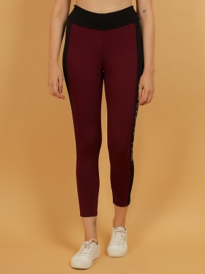 FYTTE Color Block Women Maroon Tights