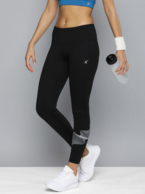 HRX by Hrithik Roshan Printed Women Black Tights