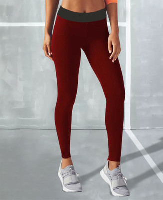 M7 By Metronaut Solid Women Maroon Tights