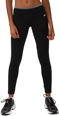 REEBOK Solid Women Black Tights