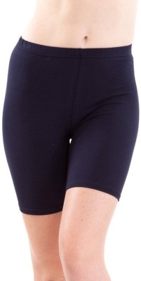 Fashion Line Solid Women Black Cycling Shorts