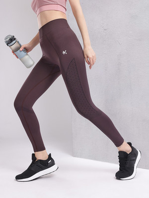 HRX by Hrithik Roshan Solid Women Brown Tights