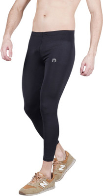 never lose Solid Men Black Tights