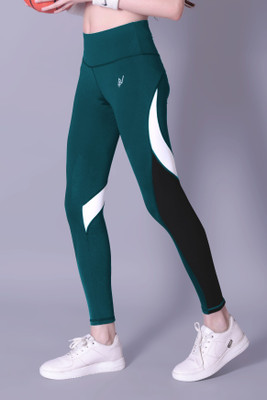 NEXSUS APPARELS Color Block Women Green Tights