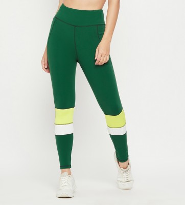 EDRIO Color Block Women Green Tights