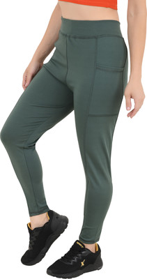 Trucut Solid Women Green Tights