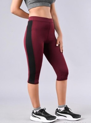 Asjeggings Solid Women Maroon Tights