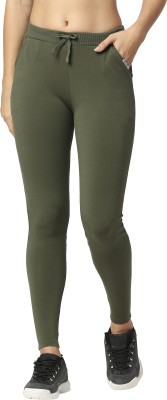 Laasa Sports Solid Women Green Tights