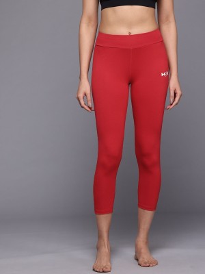 HRX by Hrithik Roshan Solid Women Red Tights