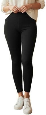 FABLUSH Solid Women Black Tights