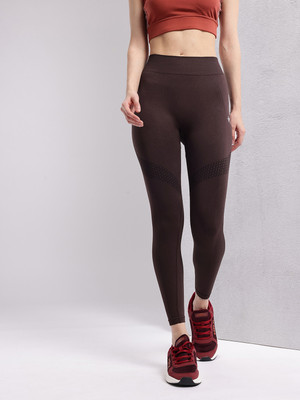 HRX by Hrithik Roshan Solid Women Brown Tights