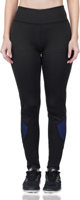 iSweven Color Block Women Blue, Black Tights