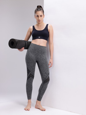 HRX by Hrithik Roshan Solid, Printed Women Grey Tights