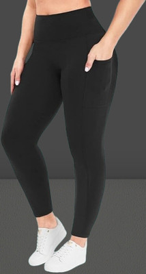 aayansh creations Solid, Self Design Women Black Tights