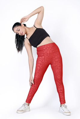 BELLIBOND Self Design Women Red Tights