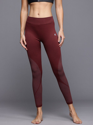HRX by Hrithik Roshan Printed Women Maroon Tights