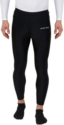 never lose Solid Men Black Tights