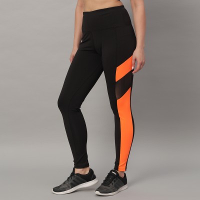 GLITO Color Block Women Orange, Black Tights