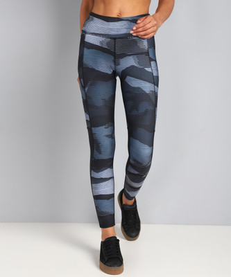 REEBOK Printed Women Black Tights