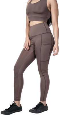 THEFITTHEORY Solid Women Brown Tights
