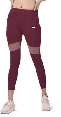 Mehrang Color Block Women Maroon Tights