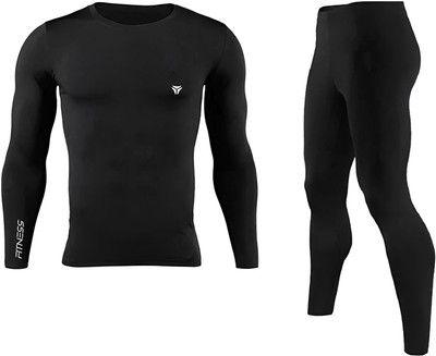 NINQ Solid, Color Block Men Black Tights