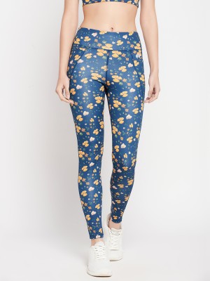 Clovia Floral Print Women Blue Tights