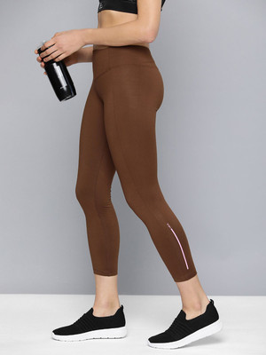HRX by Hrithik Roshan Solid Women Brown Tights