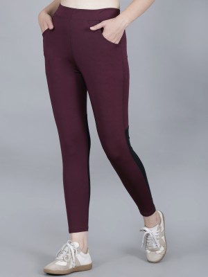 DYWER Solid Women Purple Tights