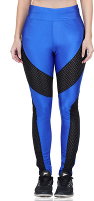 iSweven Geometric Print Women Blue, Black Tights
