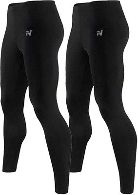NINQ Self Design Men Black Tights