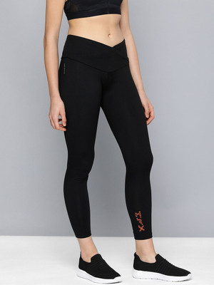 HRX by Hrithik Roshan Solid Women Black Tights