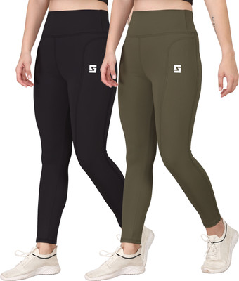 Kashikey creation Solid Women Black, Green Tights